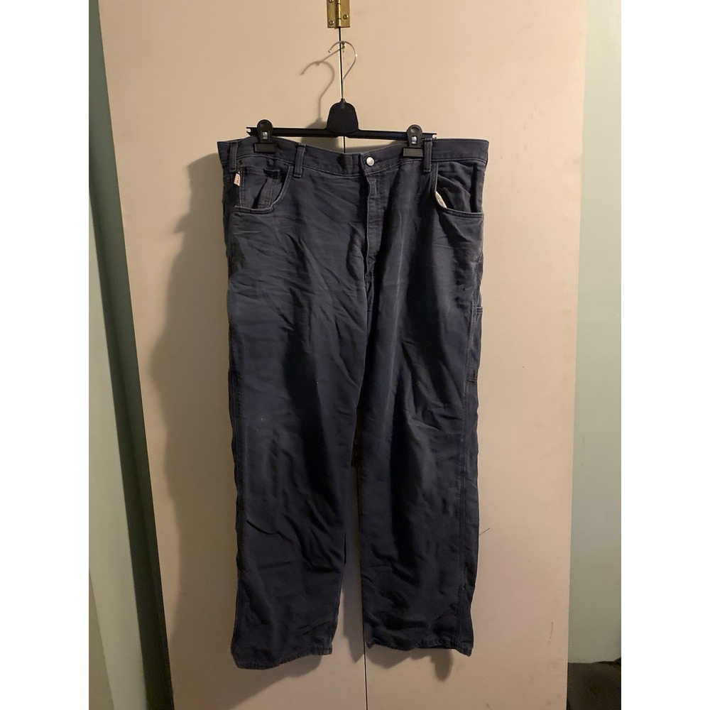 Carhartt FR Canvas Pants Men's Sz 42x32 Navy Loose Fit FRB159 DNY CAT 2 Workwear